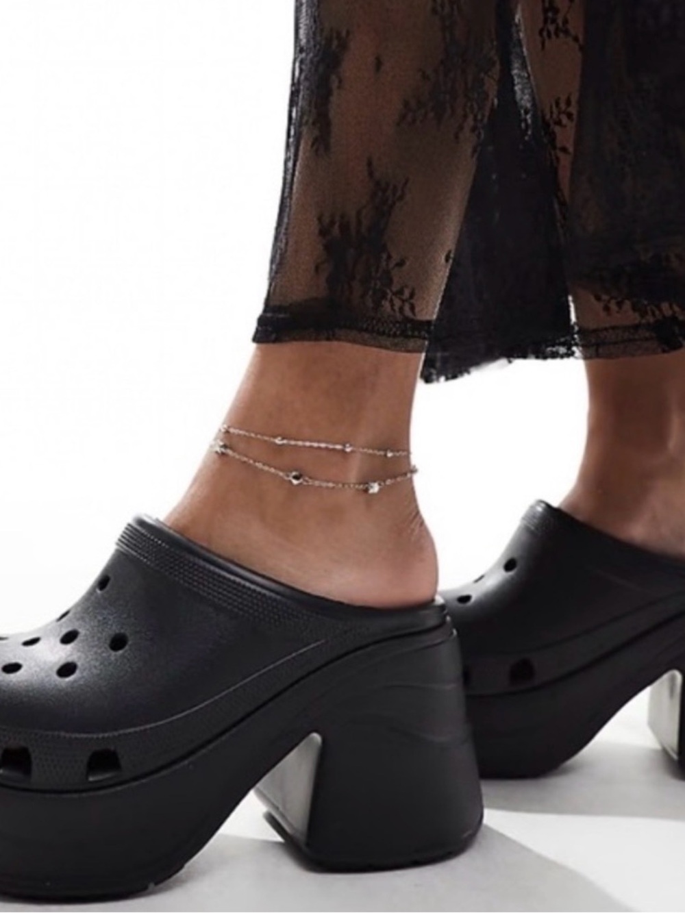 CROCS Platform Clogs in Black